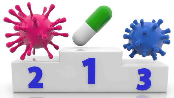 Pill Viruses Concept Podium Medicine Concept — Stock Photo, Image