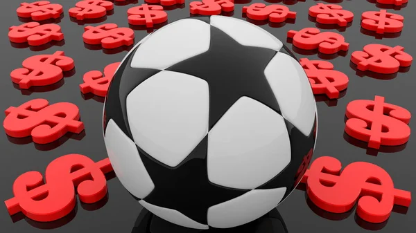 Concept Soccer Ball Red Dollar Signs — Stock Photo, Image