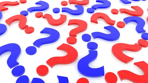 Concept of question marks in red and blue colors