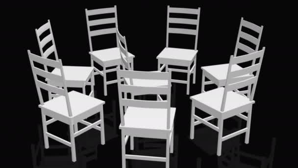 Stuhlkonzept Weiß Auf Schwarzem Hintergrund — Stockvideo