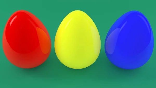 Three Colorful Eggs Green — Stock Photo, Image