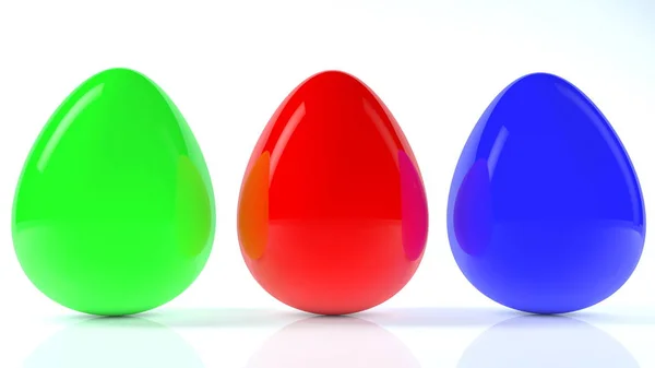 Three Colorful Eggs White — Stock Photo, Image