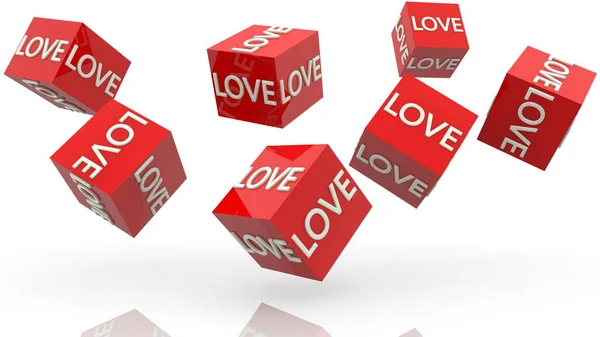 Conceito Amor Cubos Rolamento Vermelho — Fotografia de Stock