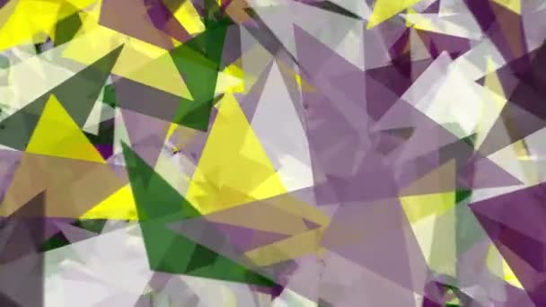 Trójkąty Abstrakcyjne Kolorach Żółtym Zielonym Fioletowym — Wideo stockowe
