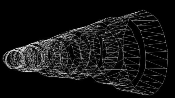 Абстрактная Сетка Колец Черном — стоковое видео