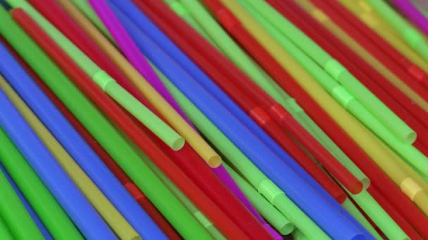 Colorido Plástico Straws Plastic Concepto Contaminación — Vídeo de stock