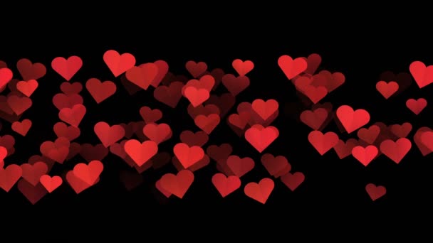 Κόκκινες Καρδιές Μαύρο Φόντο — Αρχείο Βίντεο