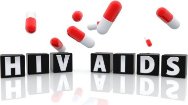  Hiv, Aids kavramı hapile mavi ve kırmızı küpler