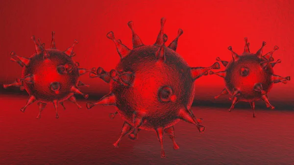 赤色の3つのウイルス — ストック写真