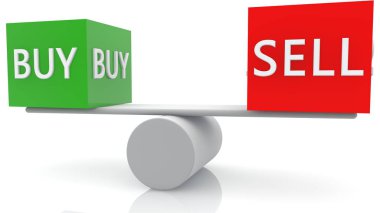 Dengeli satış ve salıncaklarda yeşil ve kırmızı renklerde kavramı satın