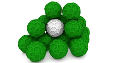 Yeşil ve beyaz renklerde soyut yığılmış toplar