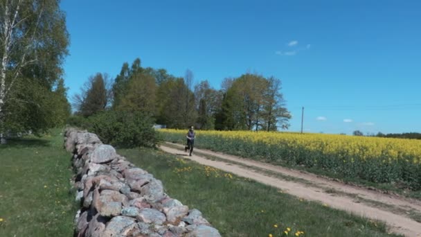 Concept Outdoors Activity Female Athlete Running Open Country Road — Stock Video