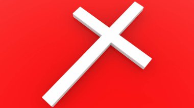 Kırmızı renkte arka planda beyaz renkli çapraz