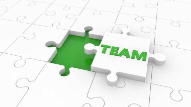 Yeşil takım konsepti ile beyaz renkli bulmaca