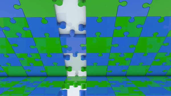 Background of puzzle in blue  and green colors