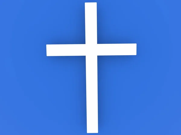 Cruz Cor Branca Fundo Azul — Fotografia de Stock