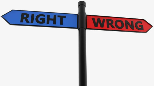 Signpost Black Right Wrong Concepts — Stock Photo, Image