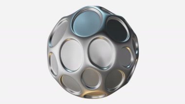 Beyaz renkte arka planda dönen gümüş renkli soyut top