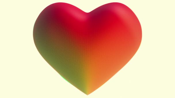 Pulsant Coeur Coloré Sur Fond Couleur Blanche — Video