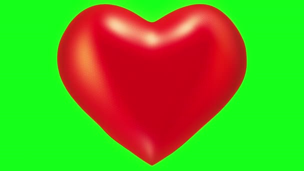 Пульсирующее Красное Сердце Зеленом Экране — стоковое видео