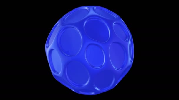 Abstracte Bal Blauwe Kleur Spinnen Achtergrond Zwarte Kleur — Stockvideo