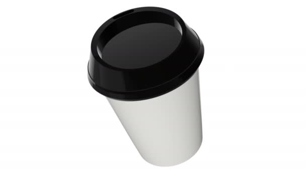 Tasse Café Aux Couleurs Blanches Noires Filant Sur Fond Blanc — Video