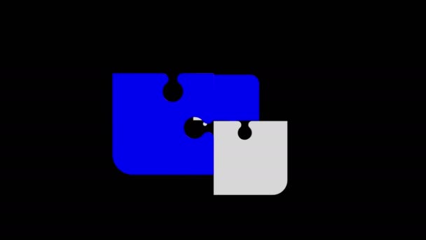 白と青の色でパズルのピースを接続 — ストック動画