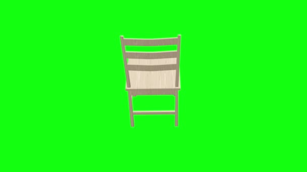 Rotating Wooden Chair Green Screen — Stock Video