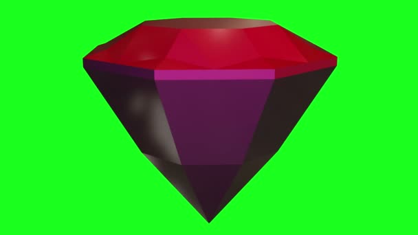Pedra Preciosa Cores Vermelhas Roxas Tela Verde — Vídeo de Stock