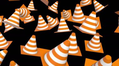 Siyah arka plan üzerinde Hareketli Yol konileri