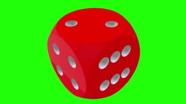 Yeşil ekranda kırmızı renkte dönen zarlar