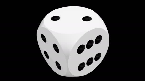 Rotating Dice White Color Black Background — Stock Video