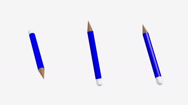 在白色上旋转蓝色铅笔 — 图库视频影像