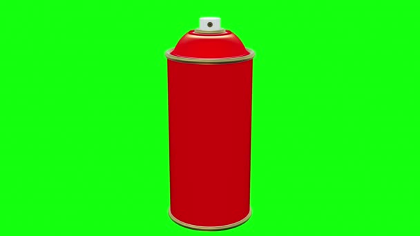 Moving Color Spray Can Red Color Green Screen — Stock Video