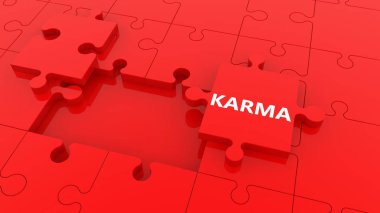 Karma kavramı ile kırmızı bulmaca arka plan