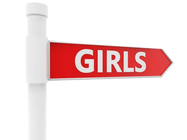 White Signpost Girls Concept — Stock Photo, Image