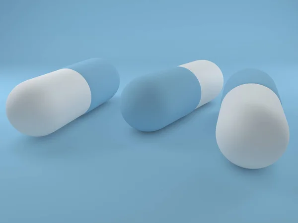 Pastillas Medicinales Cápsulas Colores Blanco Azul — Foto de Stock