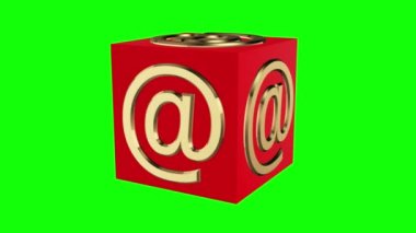 İşaret Sembolü 'nde kübü yeşil ekranda kırmızı renkte döndürme kavramı