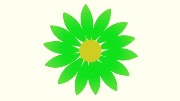 Petali Fiori Girevoli Verde Bianco — Video Stock