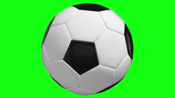 サッカーボールを緑の画面で回転させる — ストック動画