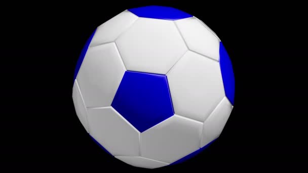 在黑色背景上的旋转足球球 — 图库视频影像