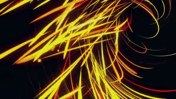 Abstract Glowing Lines Yellow Black Background — Stock Video