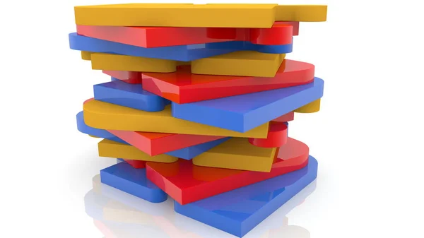 Stos Ułożone Kolorowe Puzzle Kawałki — Zdjęcie stockowe