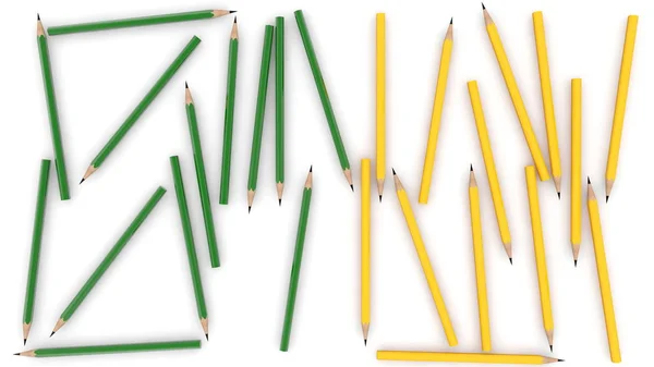 Randomly Stacked Pencils Two Colors White Background — Stock Photo, Image