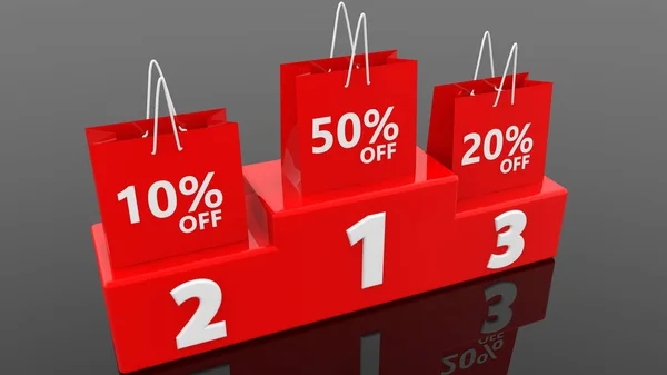 Concept Discount Shopping Bags Podium — Stock Photo, Image