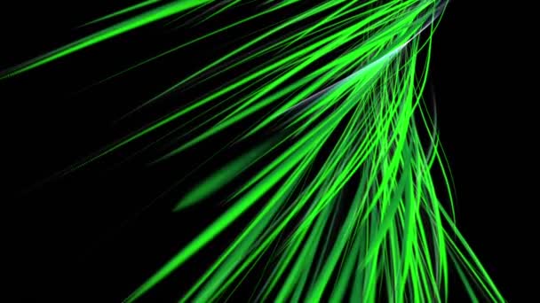 Abstract Motion Background Moving Green Lines Black Background — Stock Video