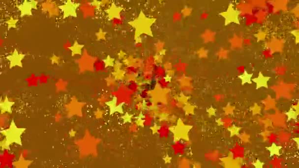 Achtergrond Van Rode Gele Sterren Deeltjes — Stockvideo