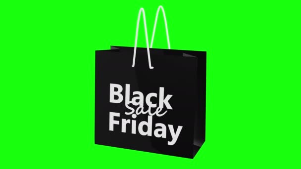 Rotation Black Friday Concept Vente Sur Sac Provisions Noir Sur — Video