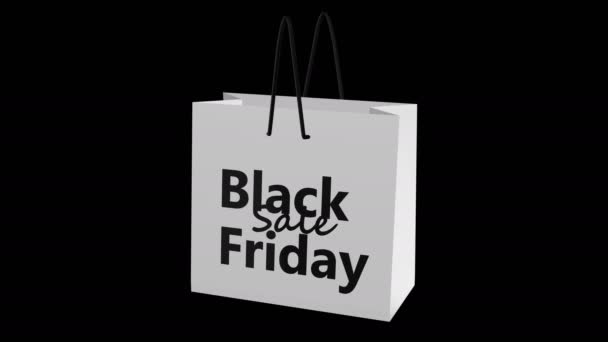 Rotierendes Black Friday Sale Konzept Auf Weißer Einkaufstasche Auf Schwarzem — Stockvideo