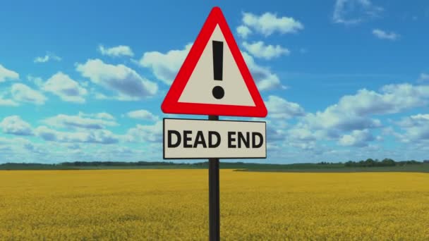 Ostrzeżenie Znak Drogowy Dead End Koncepcji Niebieskim Tle Nieba — Wideo stockowe